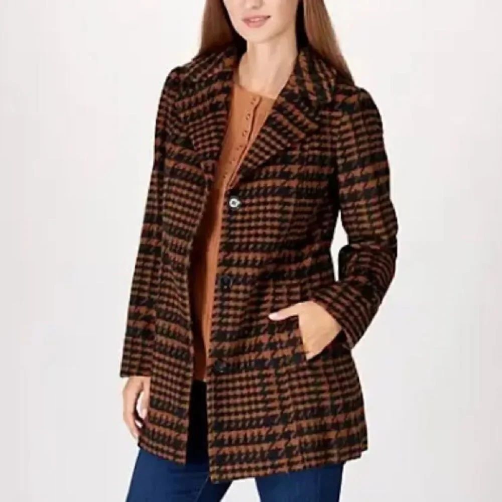 GRAVER Susan Graver Faux Wool Plaid Coat
